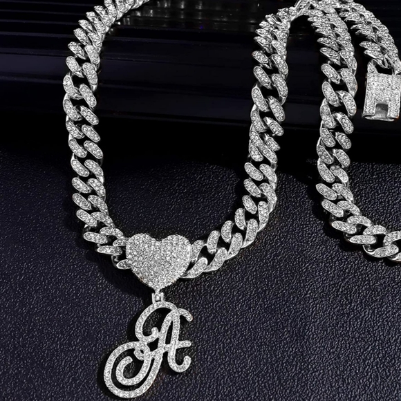 Extra Over-the-Top Blinged Out Iced Out Heart Initial Necklace - Picture 6 of 8